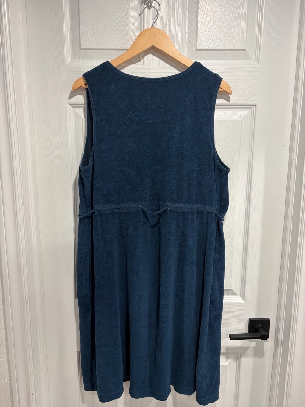 Penningtons Women’s Navy Blue Terry Cloth Dress V-Neck Design Drawstring Waist - Picture 6 of 10